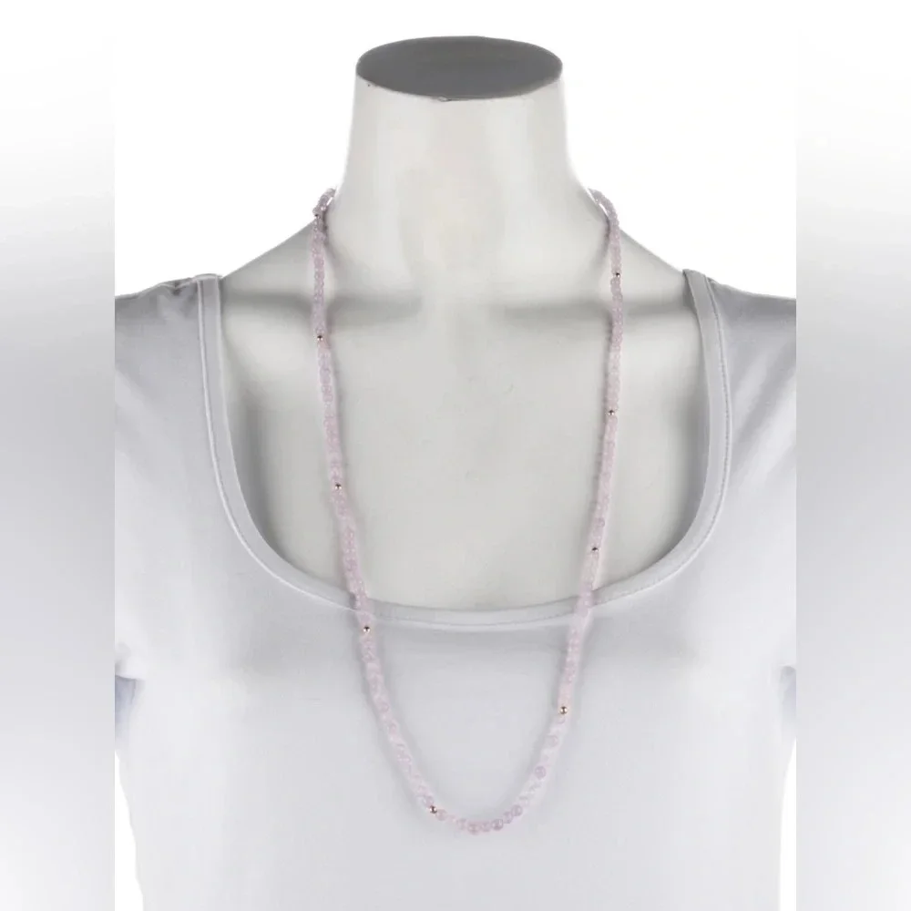 Brand New Amethyst Bead Necklace with 14K Yellow Gold - Chain Length 17”
